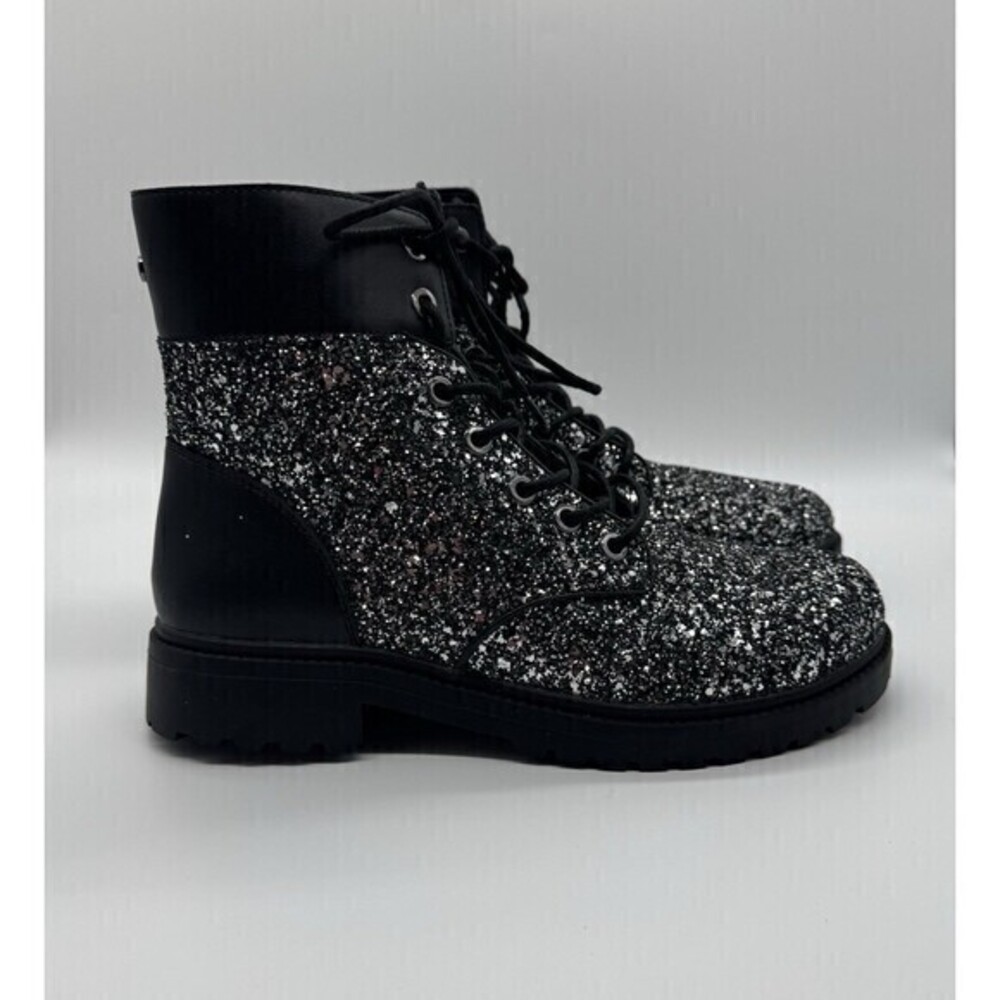 Michael Michael Kors Women Combat Boots Ailistair Bootie Size  9.5  Black Silver